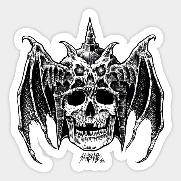 Dragon Skull Warrior Sticker by sawblade666